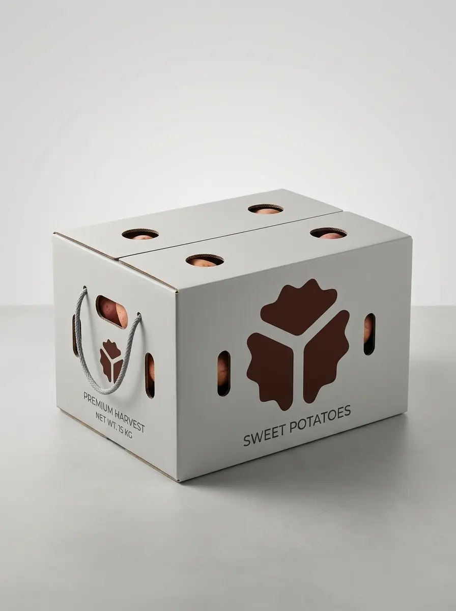 Calibrated sweet potato cartons on pallet